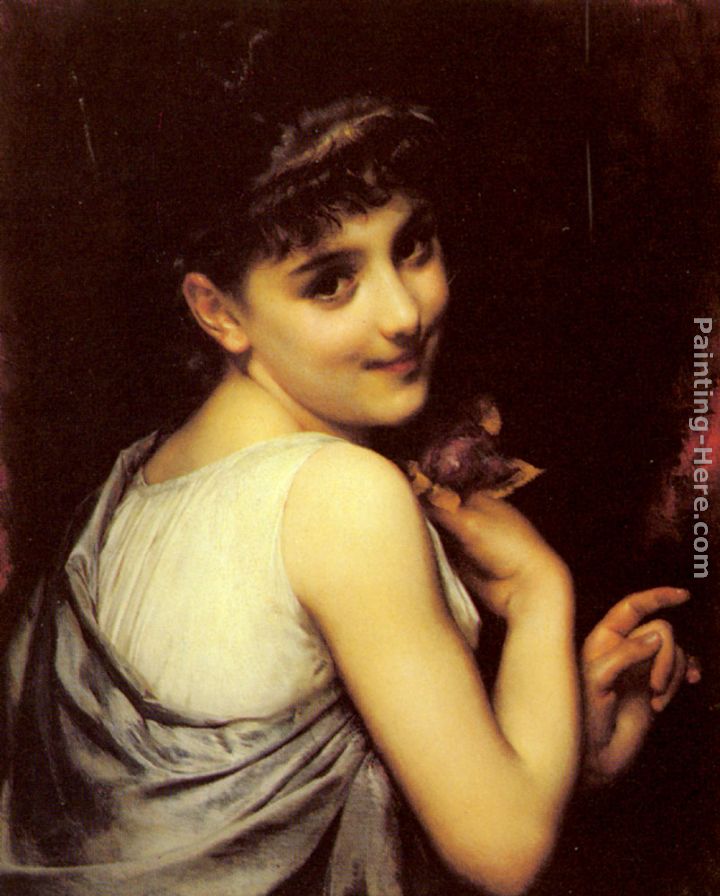 A Young Beauty Holding A Red Rose painting - Etienne Adolphe Piot A Young Beauty Holding A Red Rose art painting